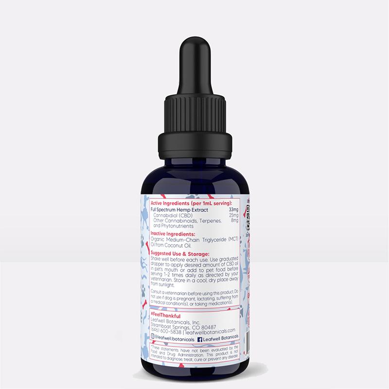 Medium Pets: 25mg CBD / 1mL